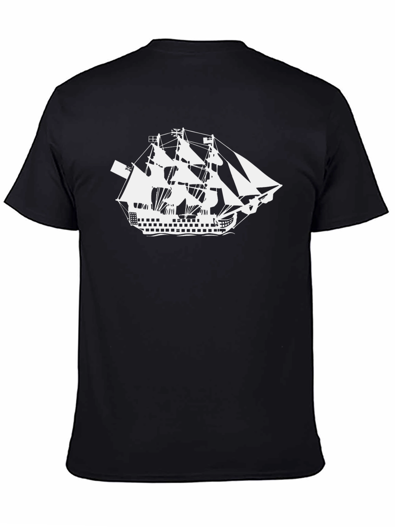 Nautical Sailboat Graphic Tee - Black Cotton Shirt