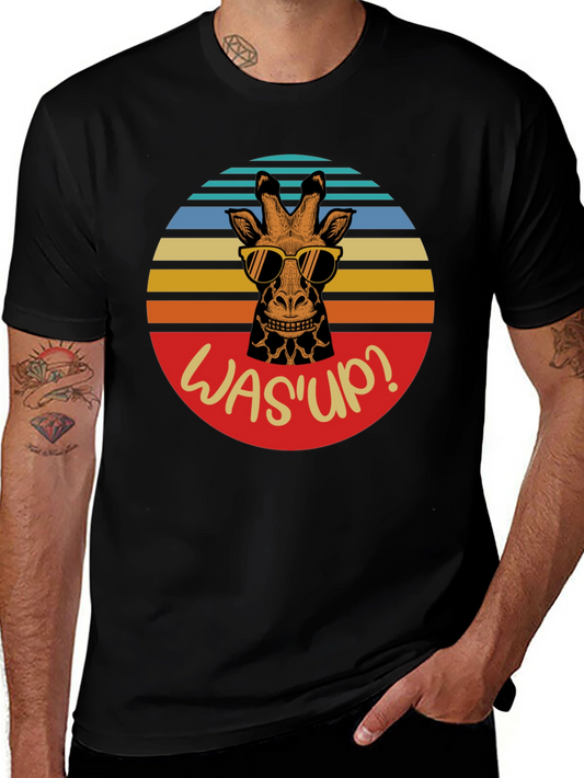 Funny Giraffe WasUp Graphic Mens T-Shirt