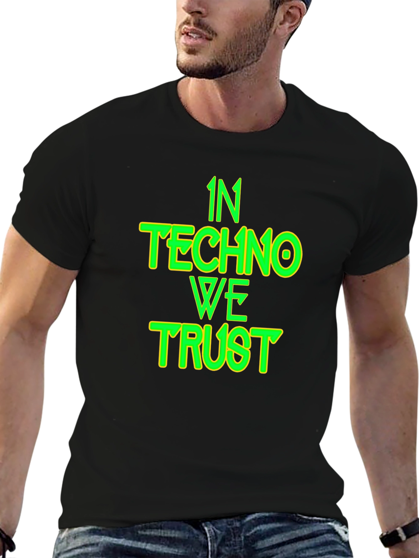 In Techno We Trust Black T-Shirt - EDM Rave
