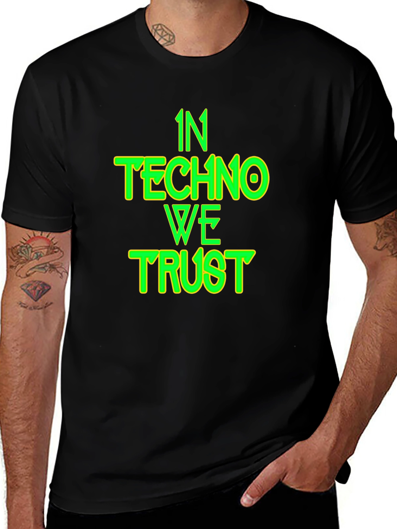 In Techno We Trust Black T-Shirt - EDM Rave