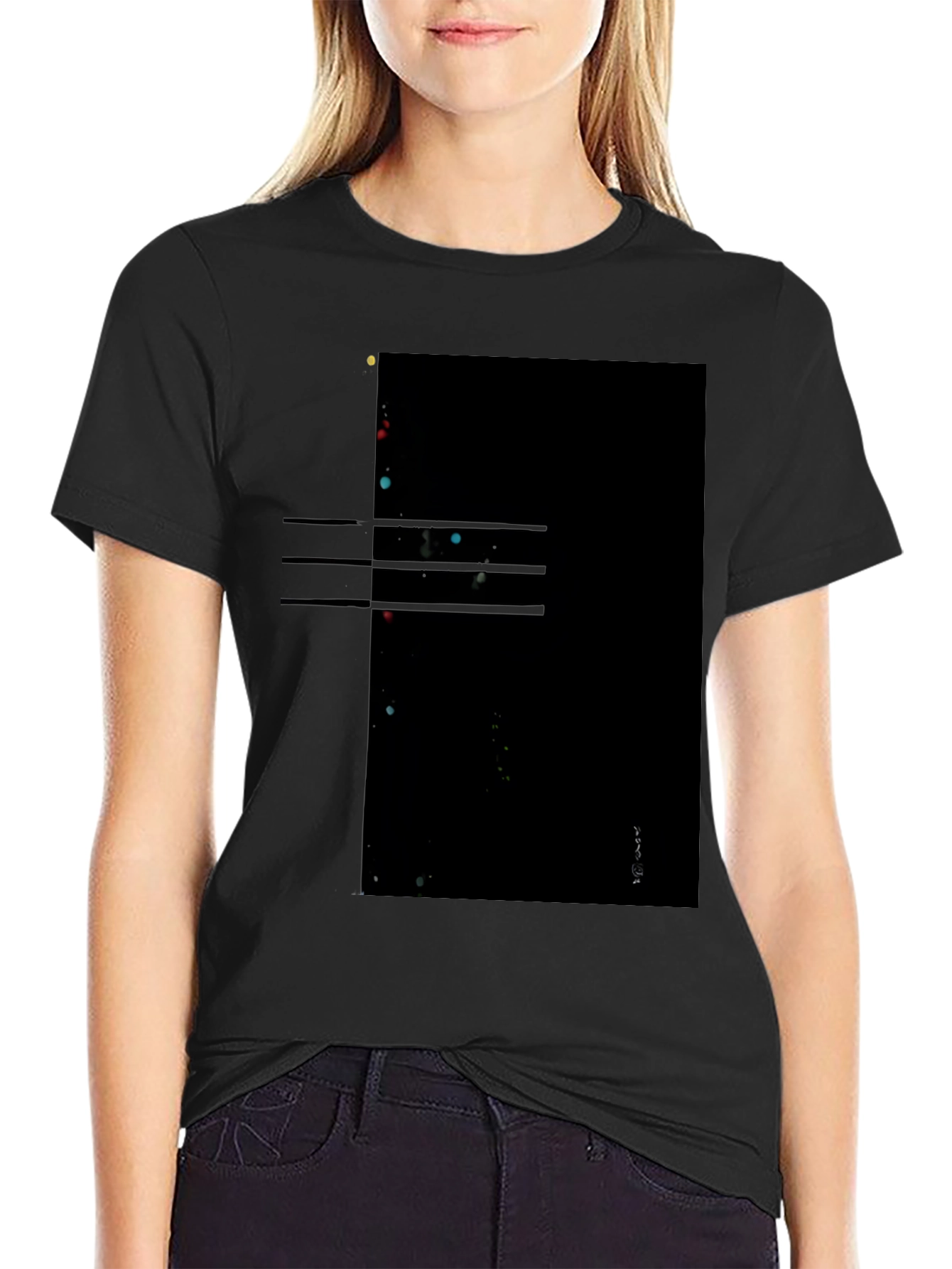 Abstract Graphic Print Mens Black T-Shirt