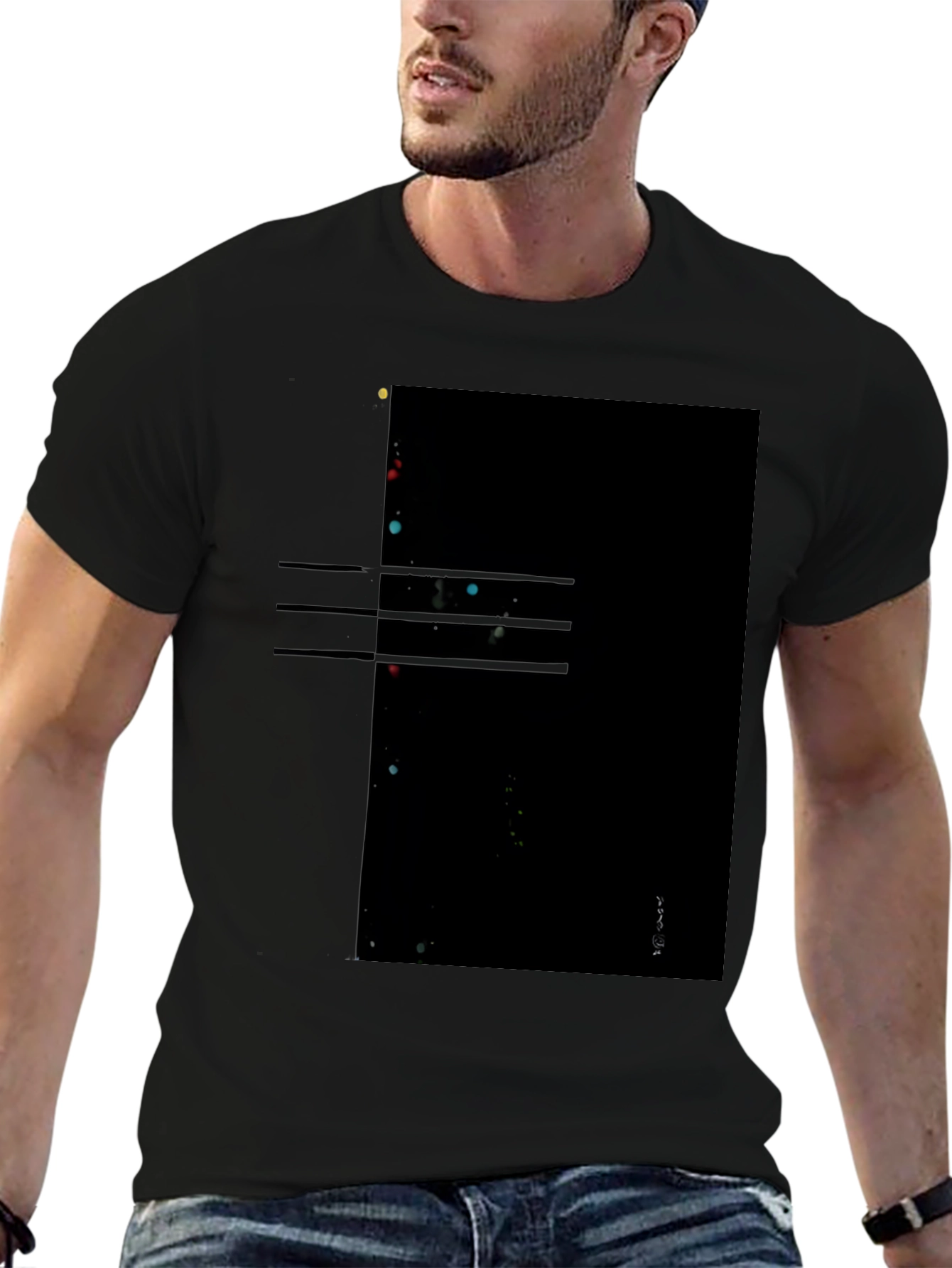 Abstract Graphic Print Mens Black T-Shirt