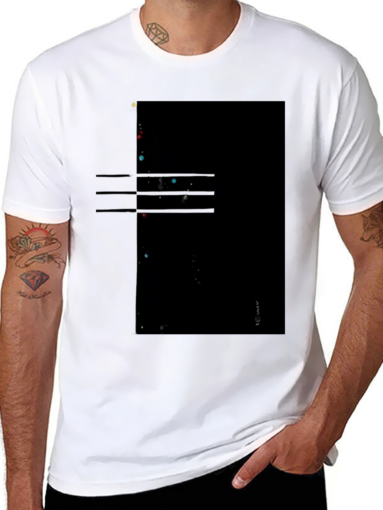 Abstract Graphic Print Mens Black T-Shirt