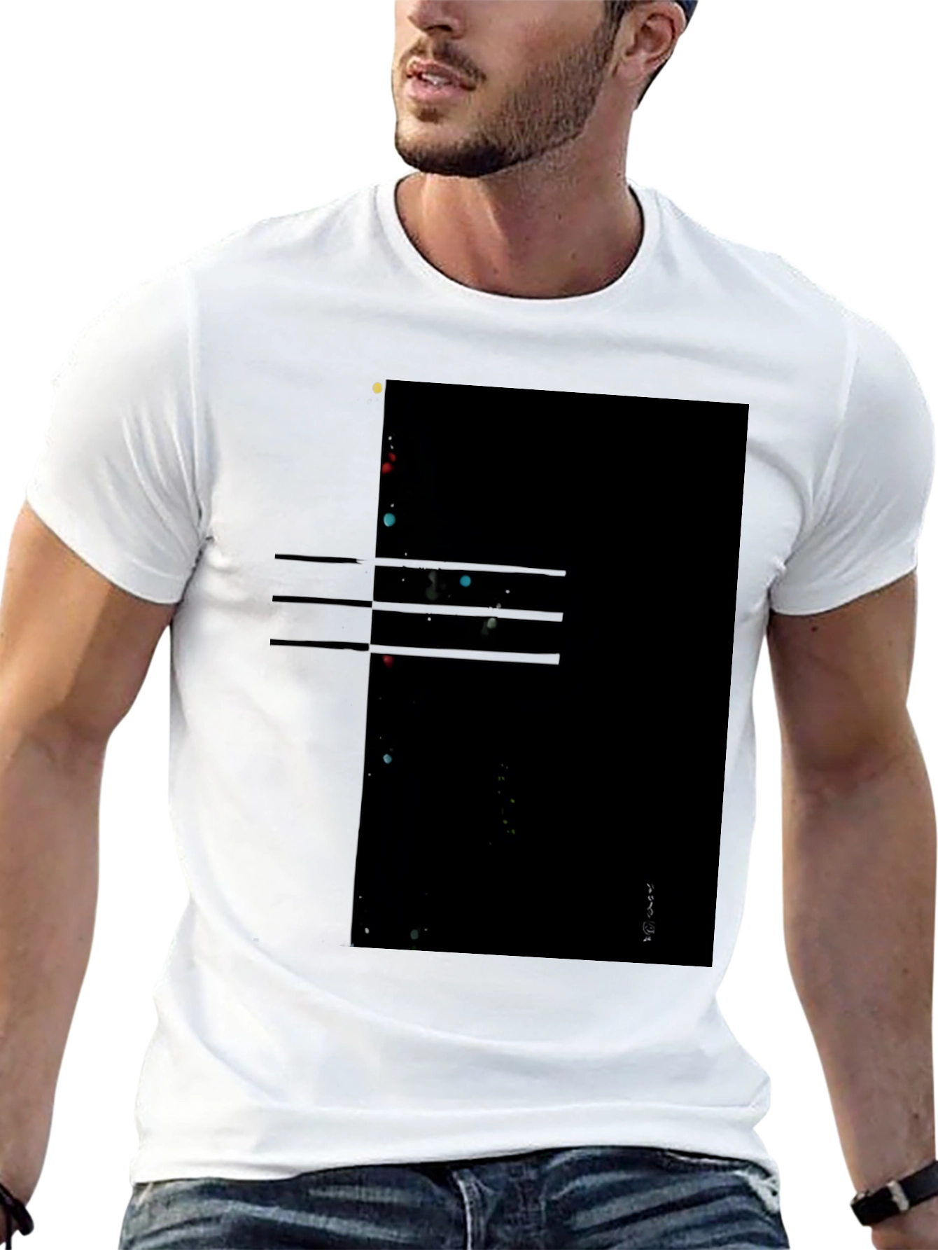 Abstract Graphic Print Mens Black T-Shirt
