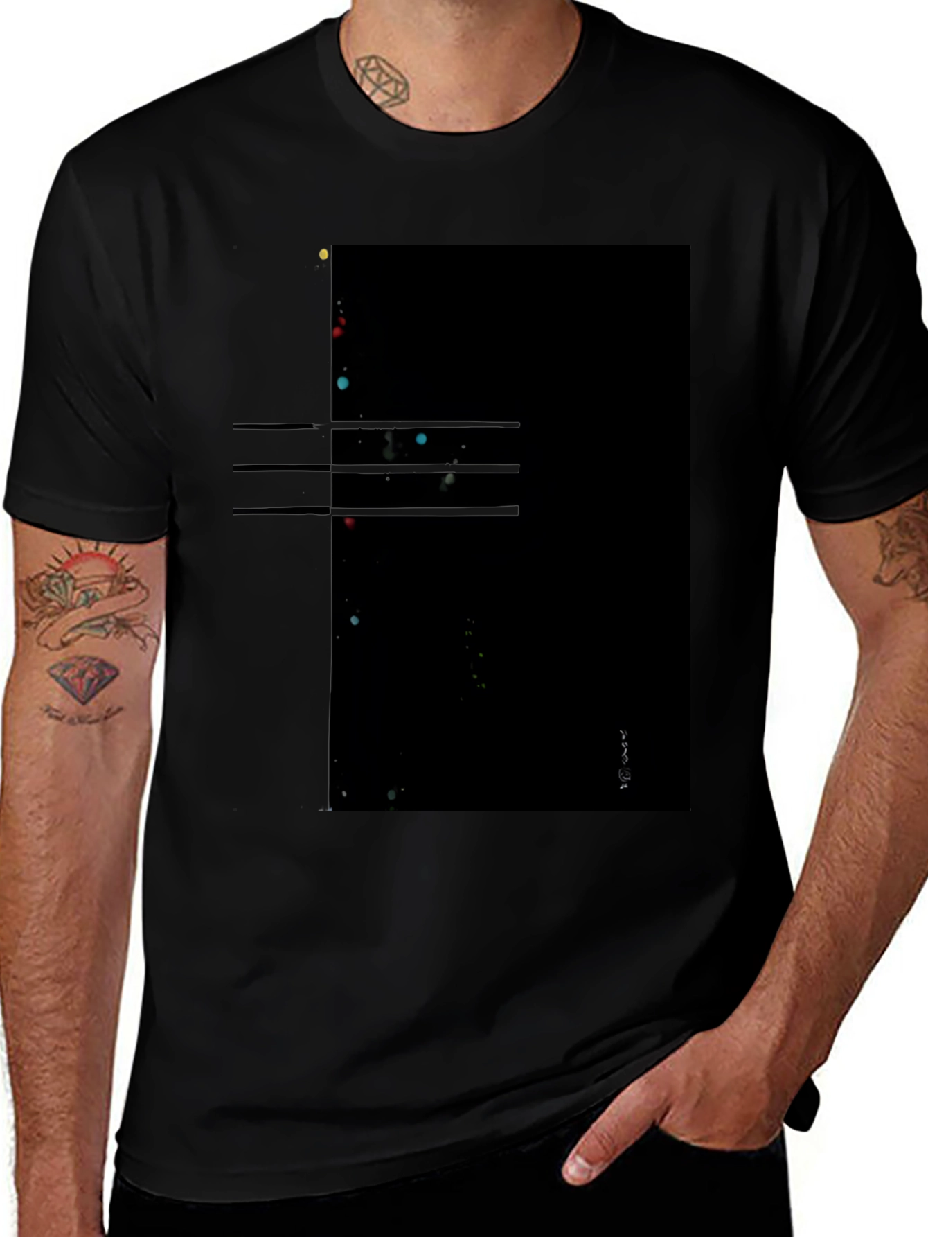 Abstract Graphic Print Mens Black T-Shirt