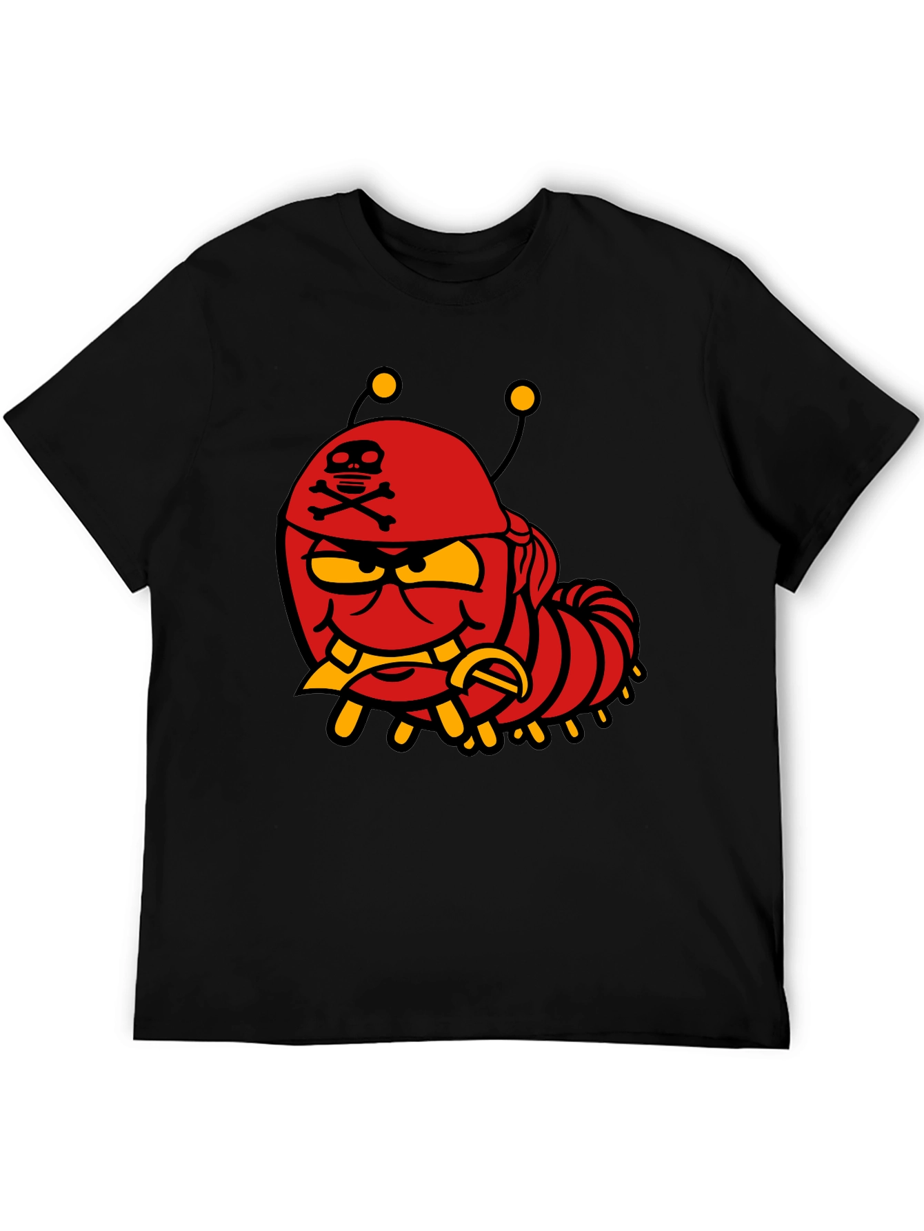 Cartoon Caterpillar Pirate Graphic T-Shirt