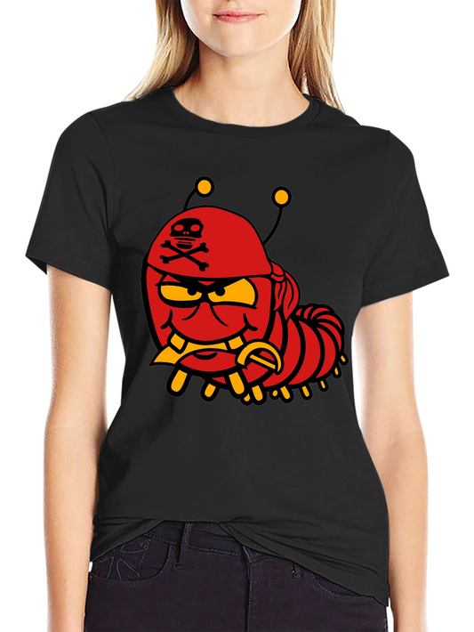 Cartoon Caterpillar Pirate Graphic T-Shirt