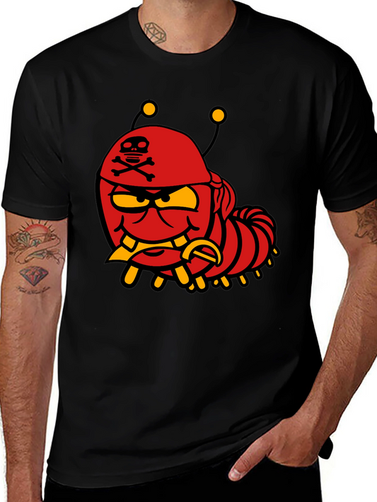 Cartoon Caterpillar Pirate Graphic T-Shirt