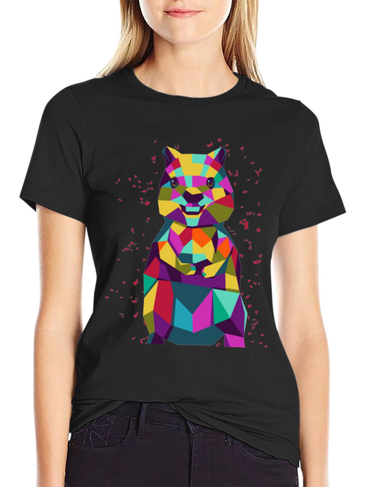 Geometric Hamster Graphic Tee - Black