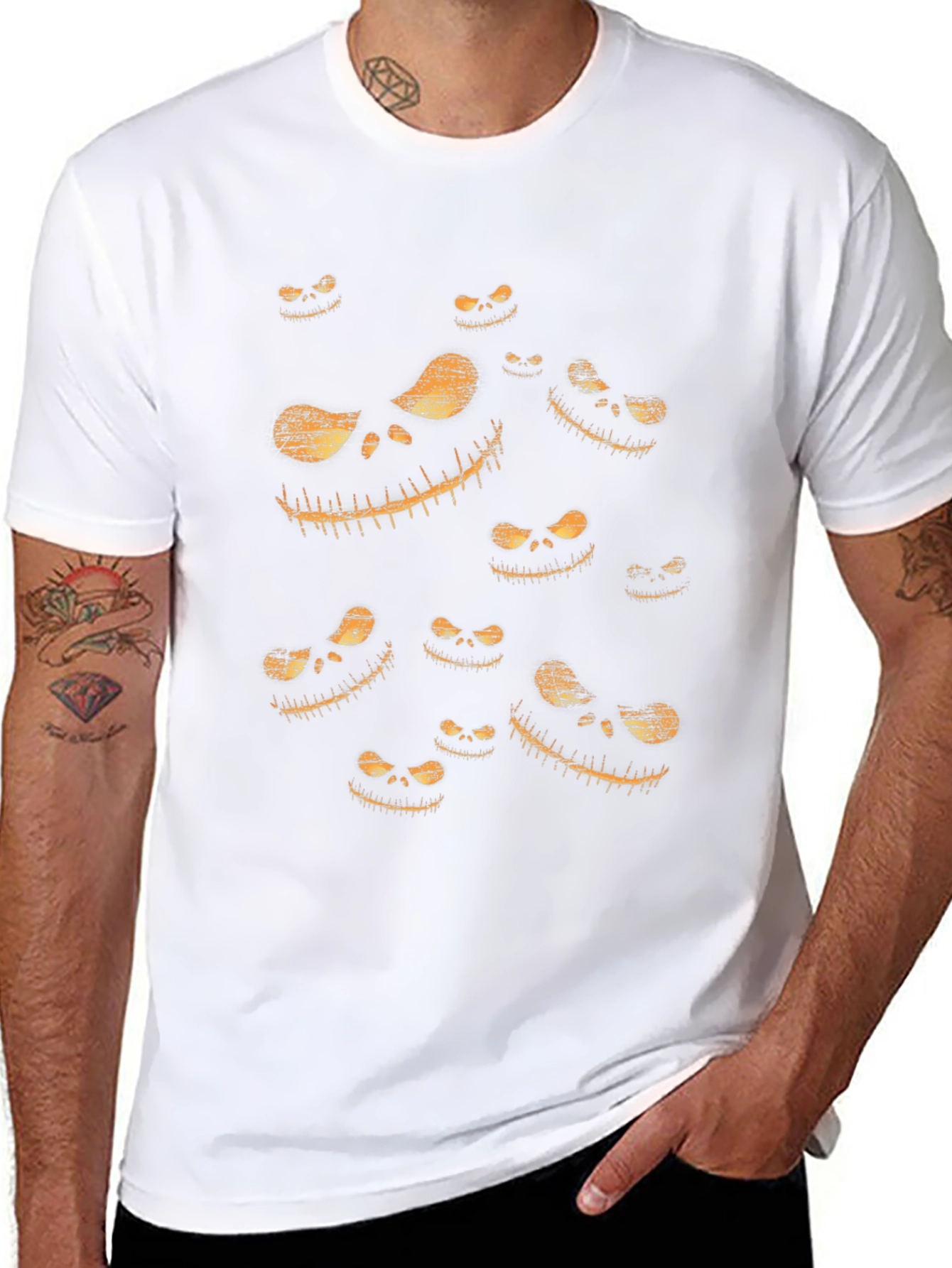 Spooky Halloween Face Graphic Black T-Shirt