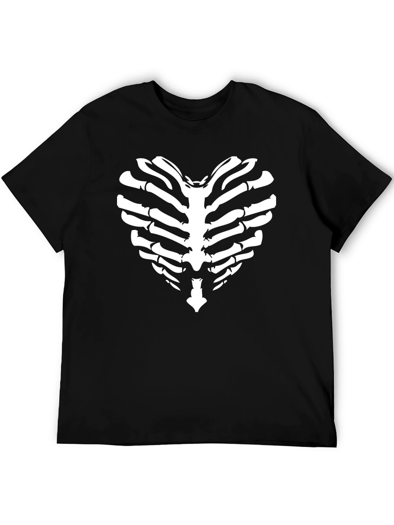 Rib Cage Heart Graphic Tee - Unique Skeleton Print
