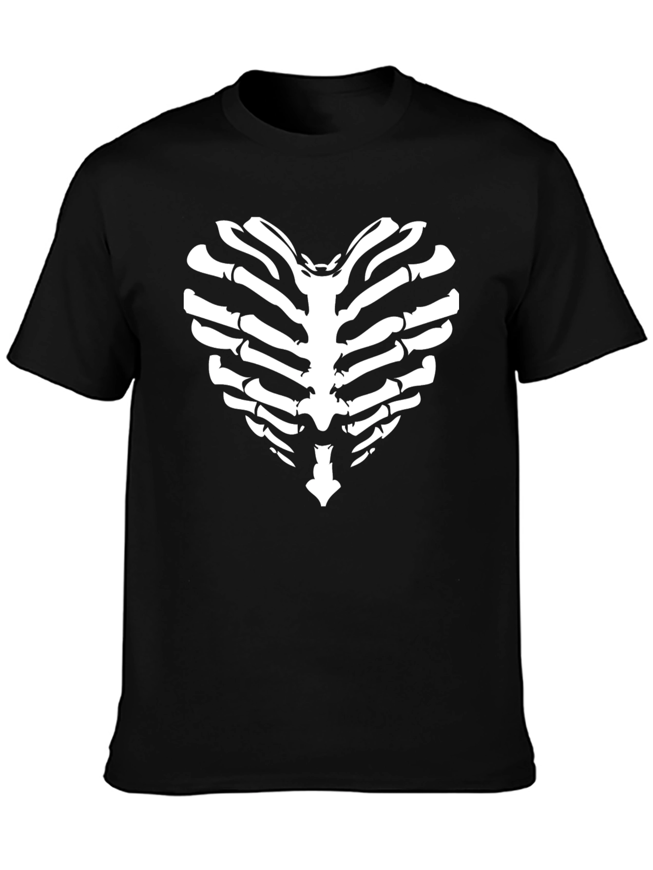Rib Cage Heart Graphic Tee - Unique Skeleton Print