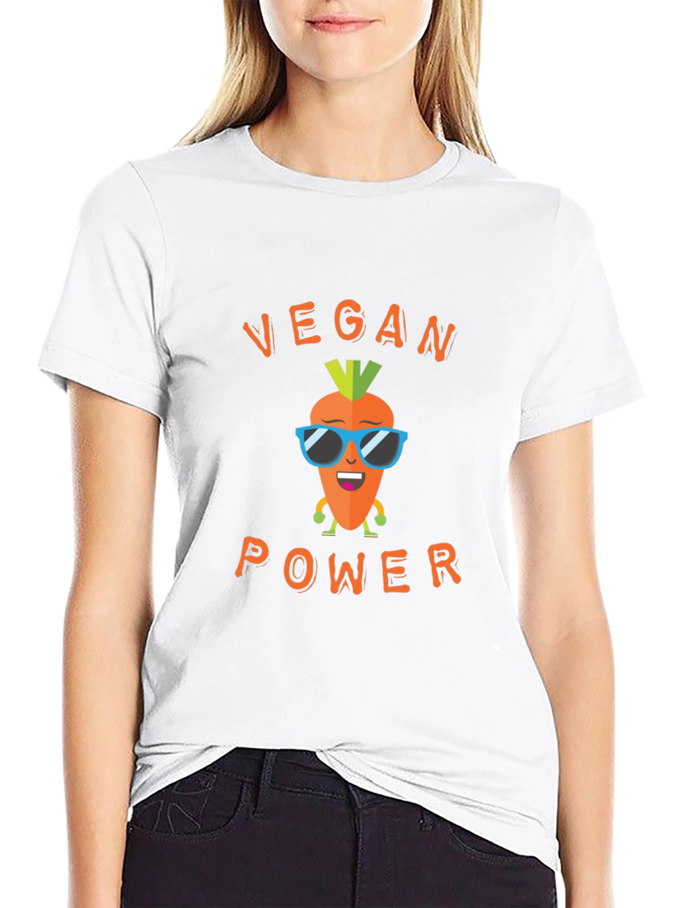 Vegan Power Graphic Tee - Carrot Cartoon