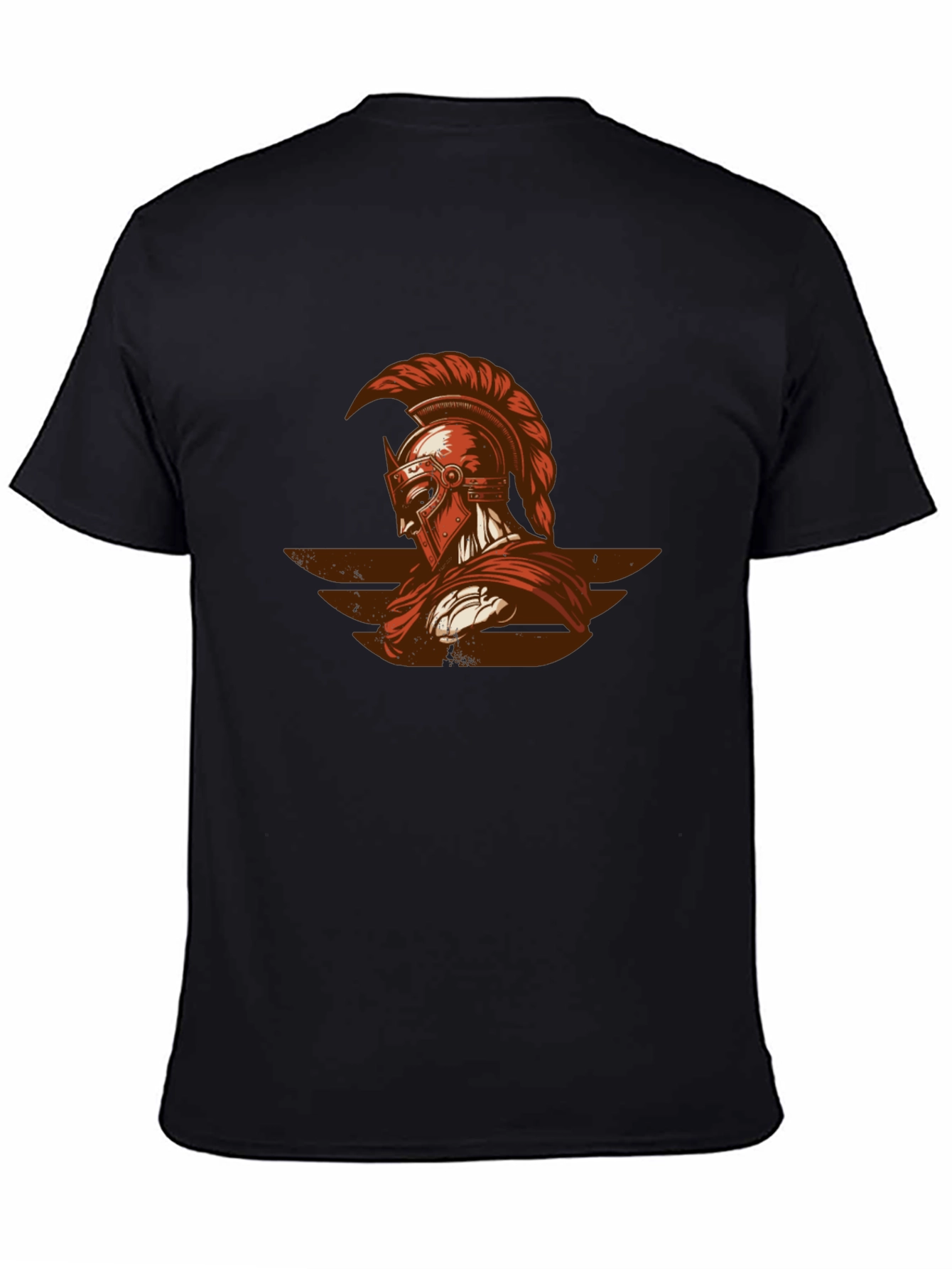 Spartan Warrior Graphic Tee - Black Cotton Shirt