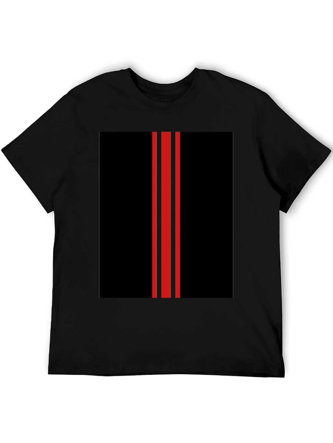 Black T-Shirt with Red Racing Stripes Design