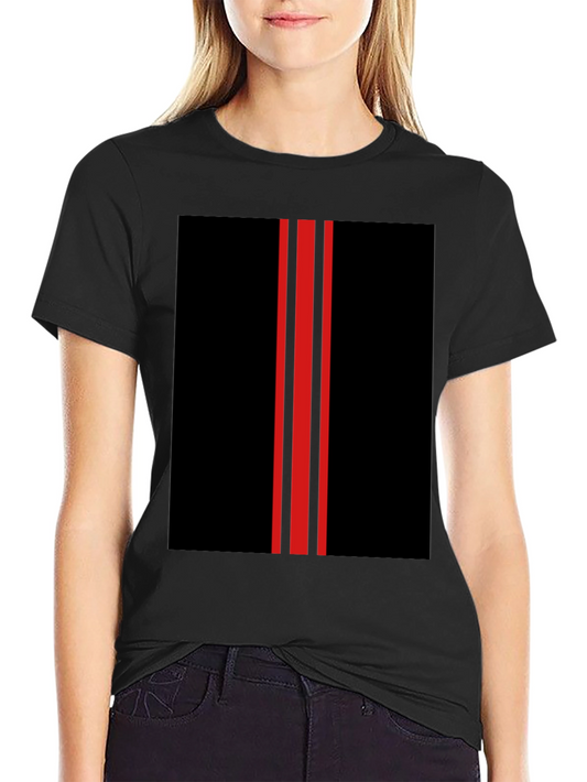 Black T-Shirt with Red Racing Stripes Design