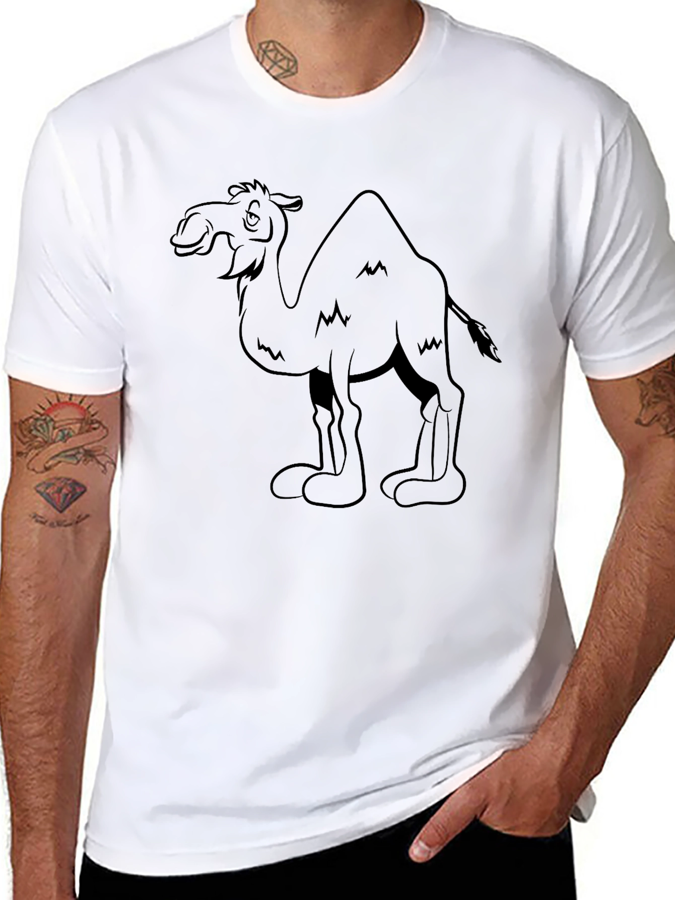 Camel Graphic Tee - Black Cotton T-Shirt