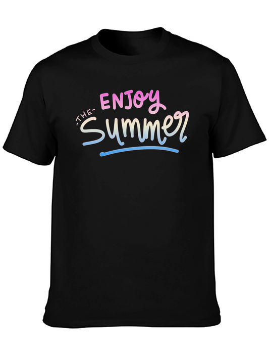 Enjoy the Summer Graphic Tee - Black Casual T-Shirt