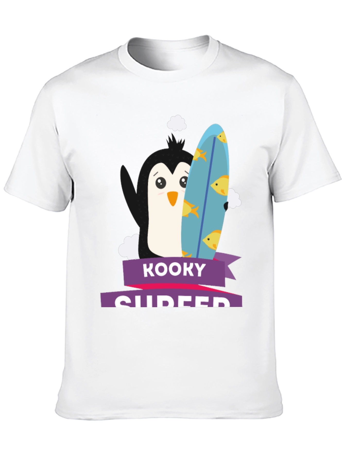 Kooky Surfer Penguin Graphic Tee - Black