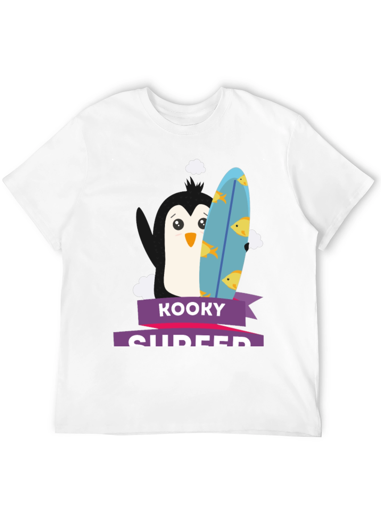 Kooky Surfer Penguin Graphic Tee - Black