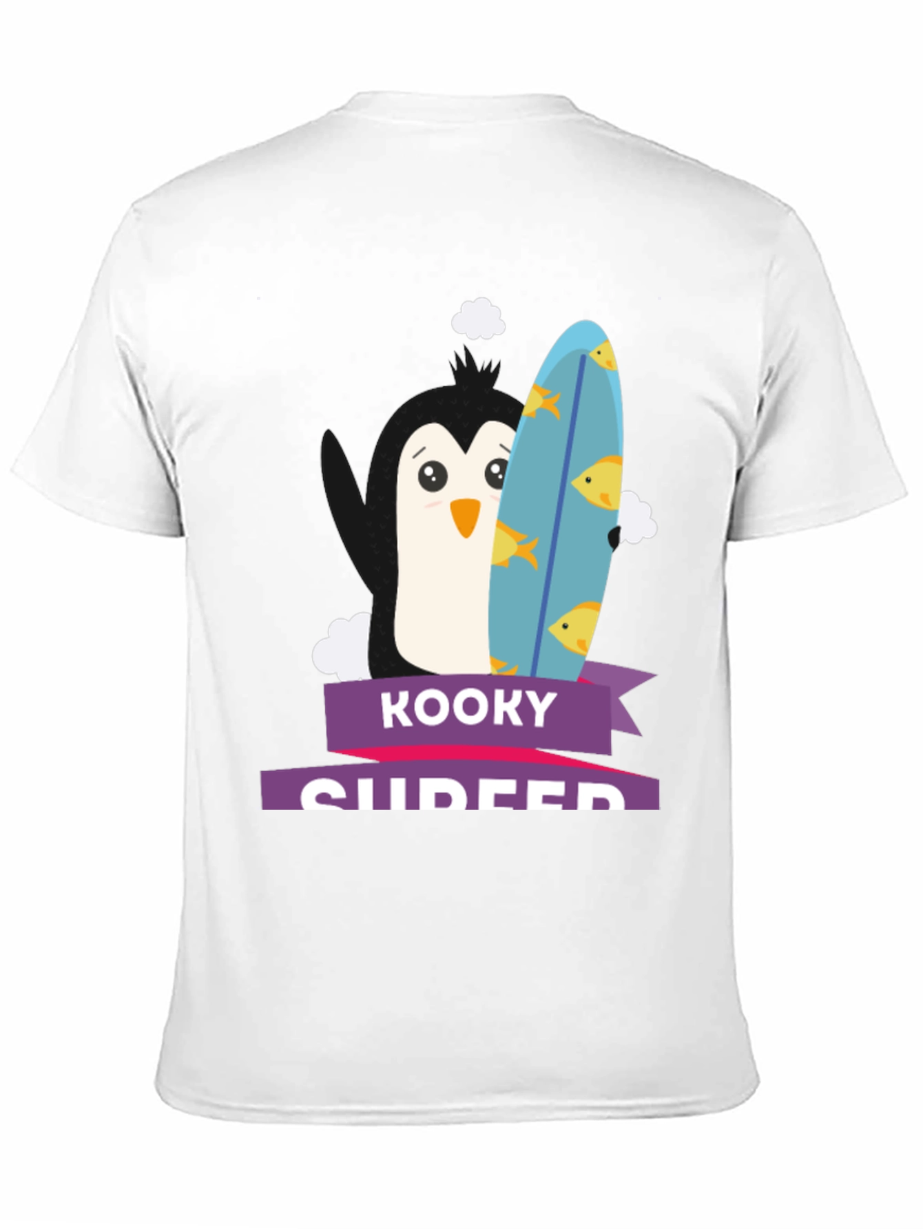 Kooky Surfer Penguin Graphic Tee - Black