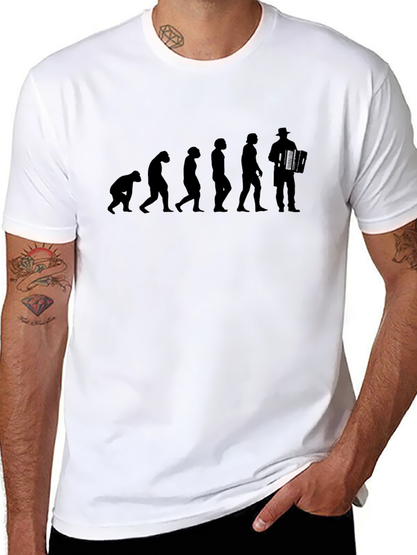 Evolution of Accordion Player T-Shirt