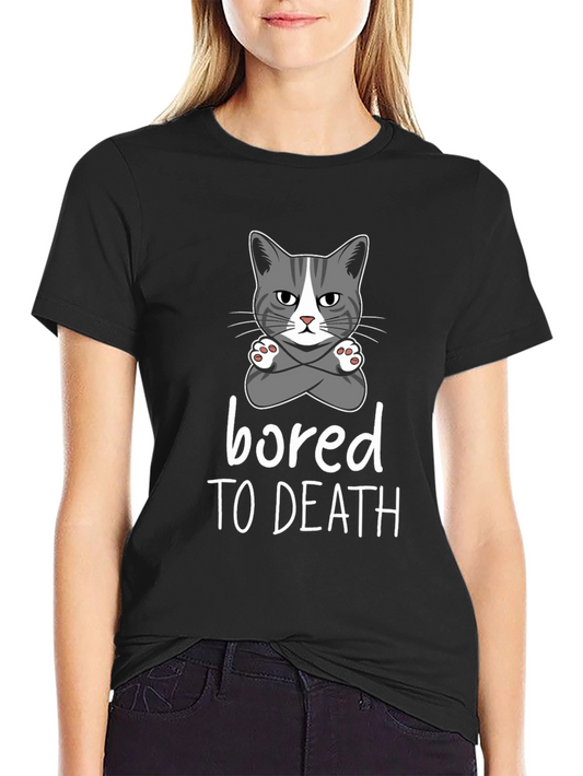 Bored To Death Cat T-Shirt - Unisex Cotton Tee