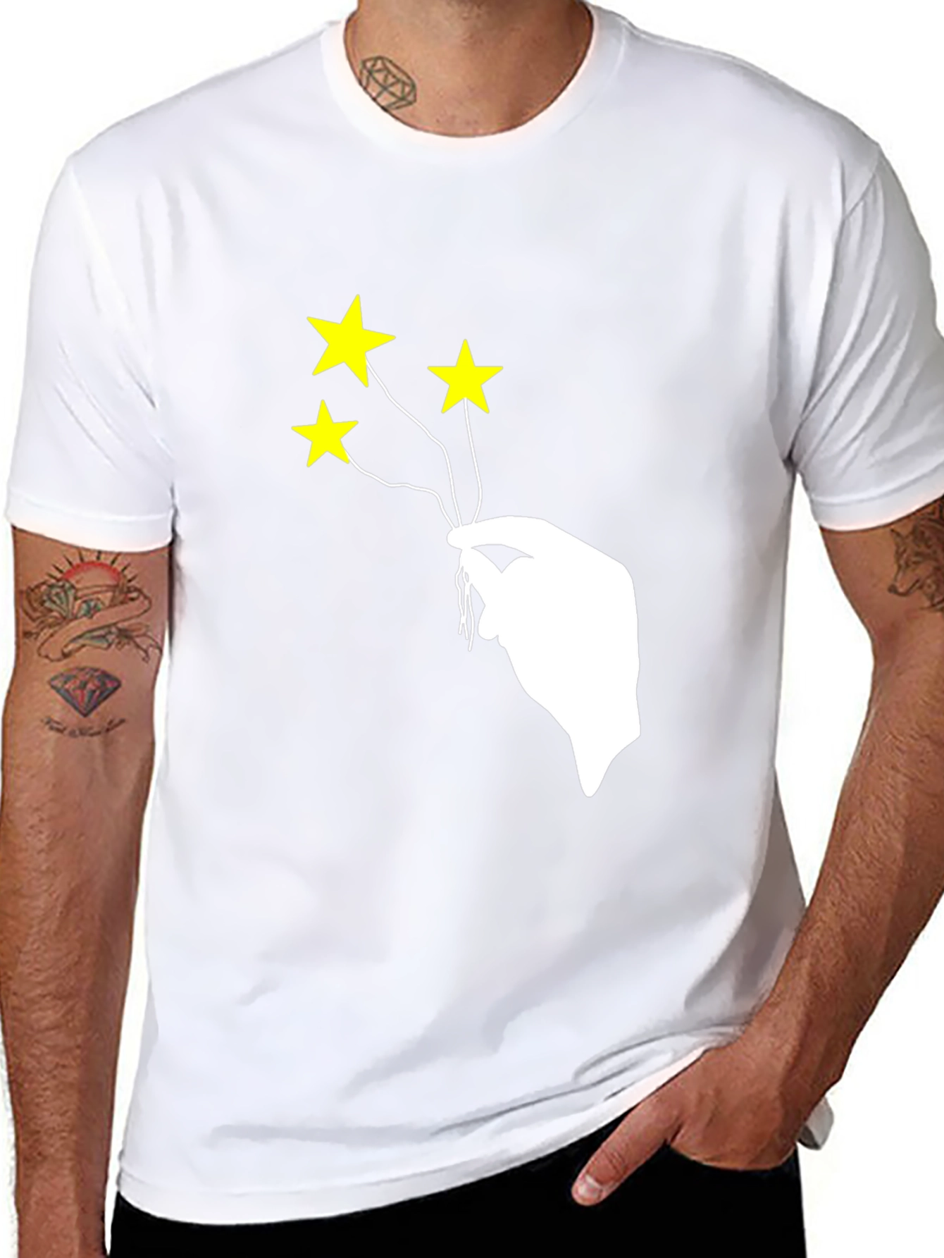 Stars in Hand Graphic T-Shirt - Black