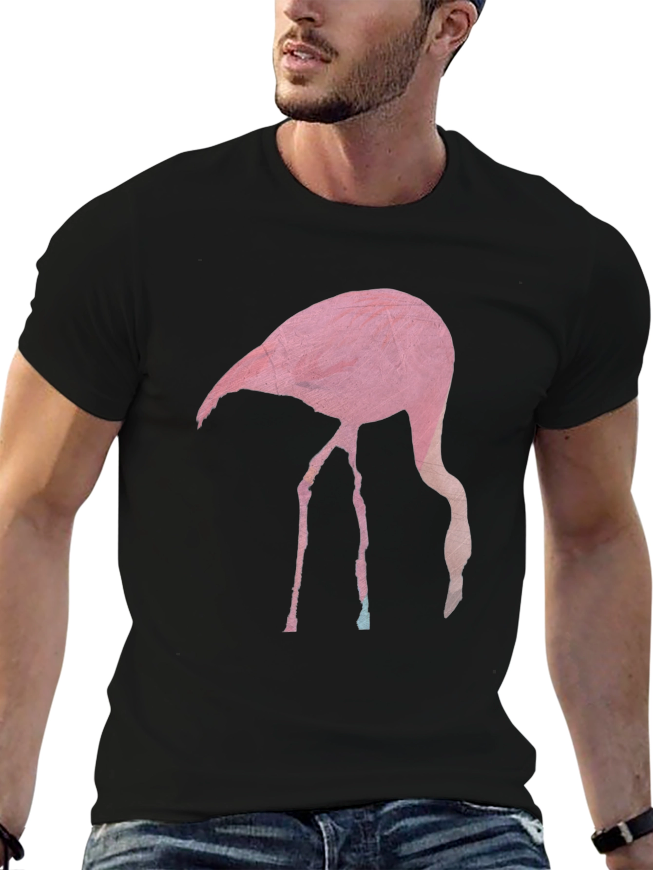 Flamingo Graphic T-Shirt - Black Casual Tee
