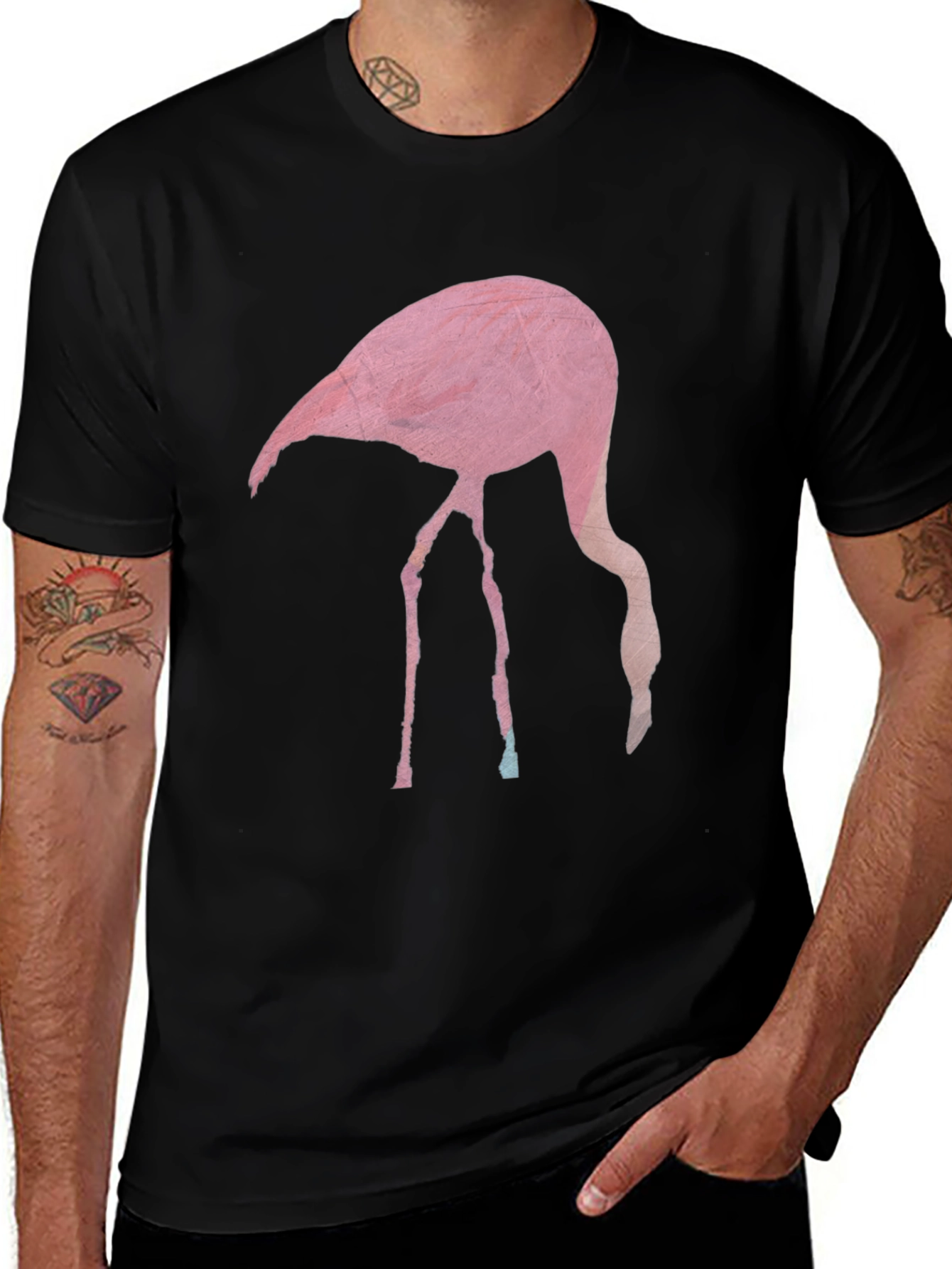 Flamingo Graphic T-Shirt - Black Casual Tee