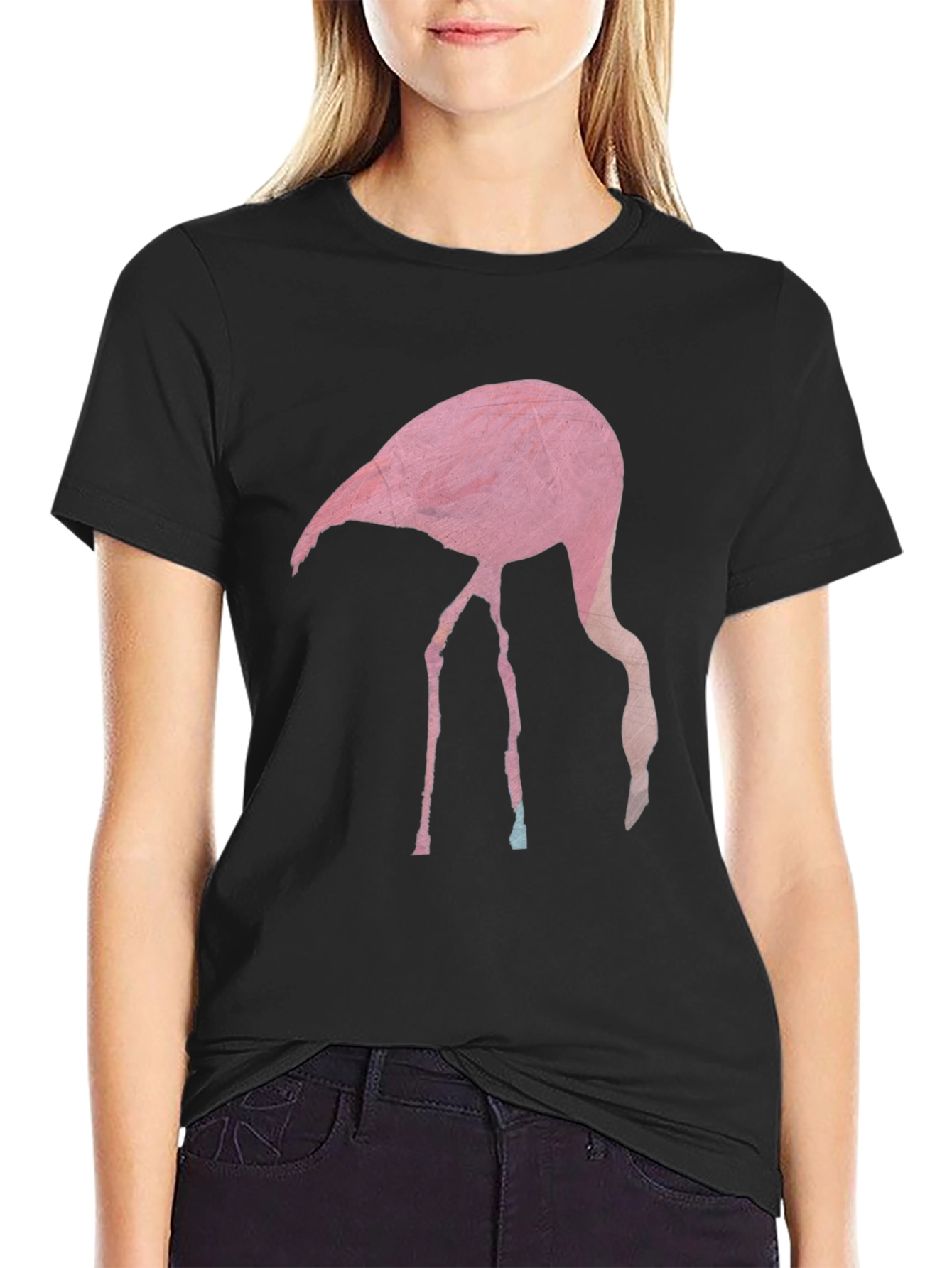 Flamingo Graphic T-Shirt - Black Casual Tee