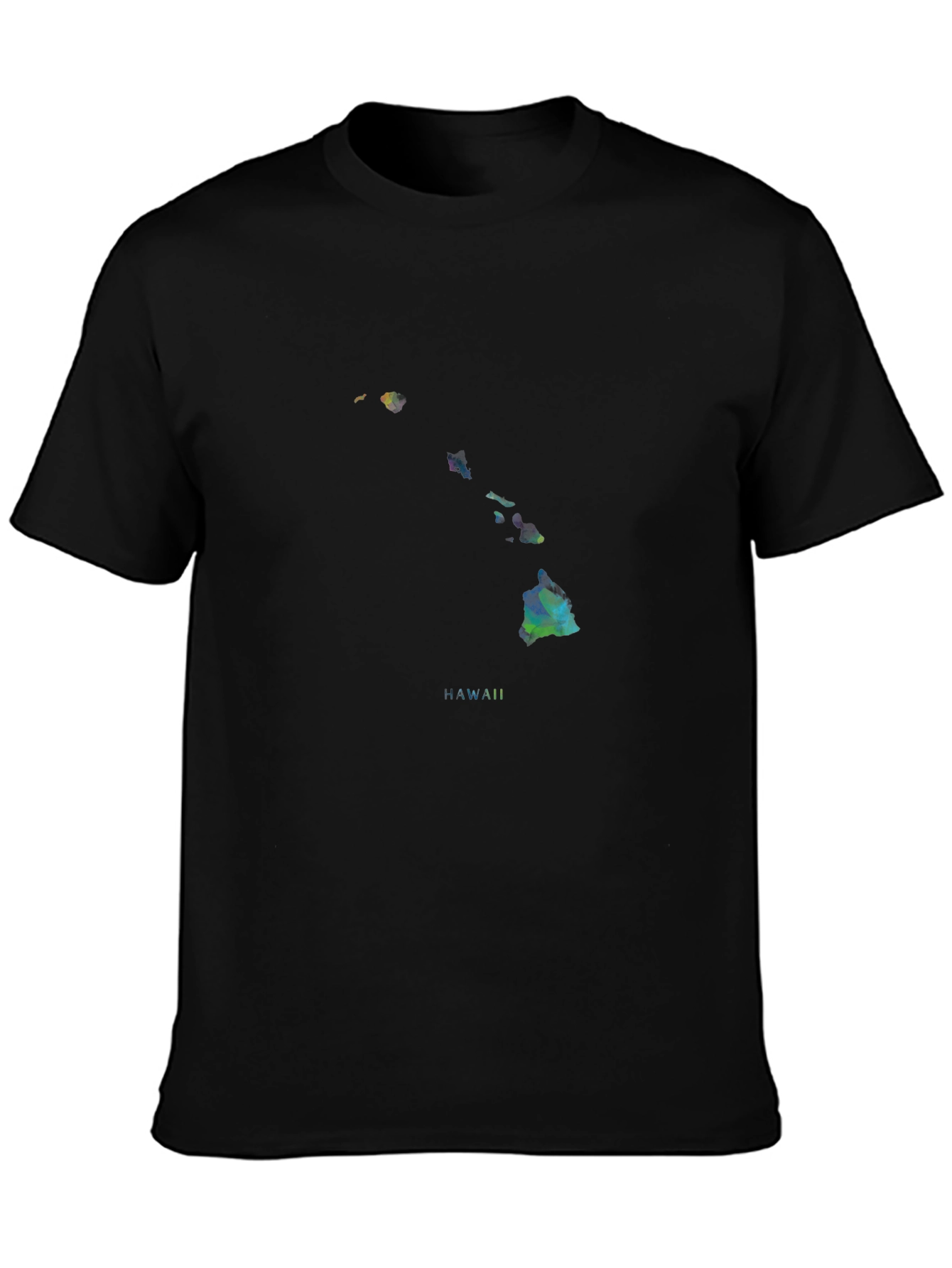 Hawaii Islands Map T-Shirt - Black