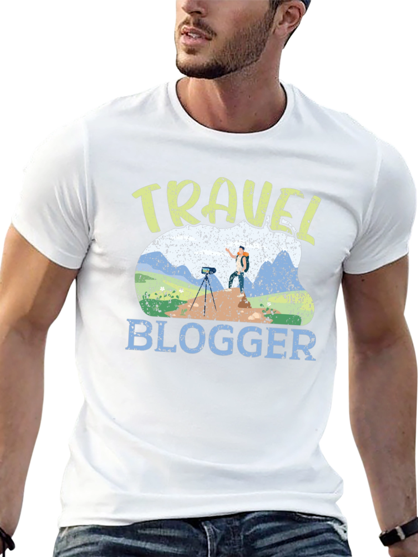 Travel Blogger Graphic Tee - Black Cotton T-Shirt