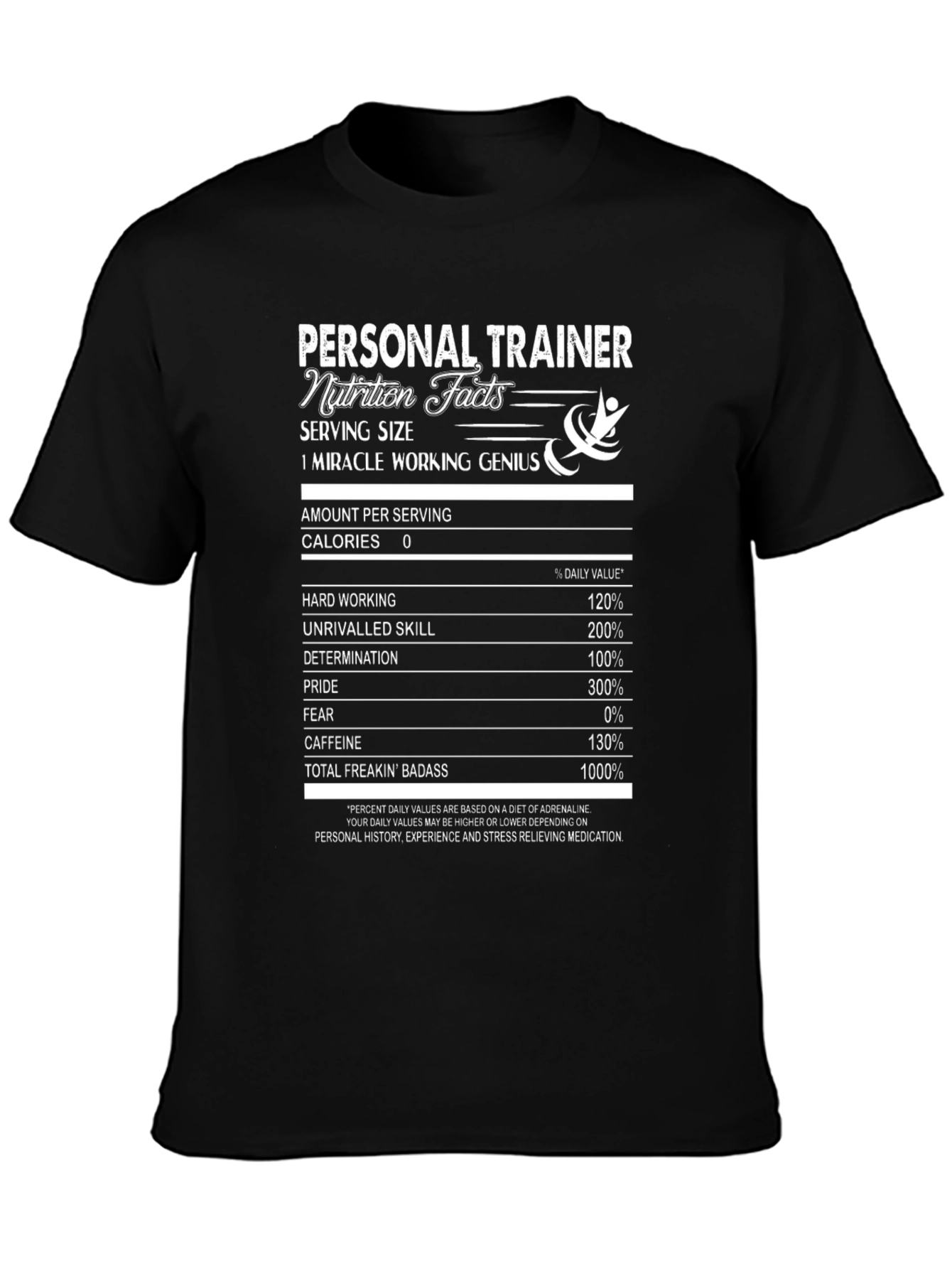Personal Trainer Nutrition Facts Black T-Shirt