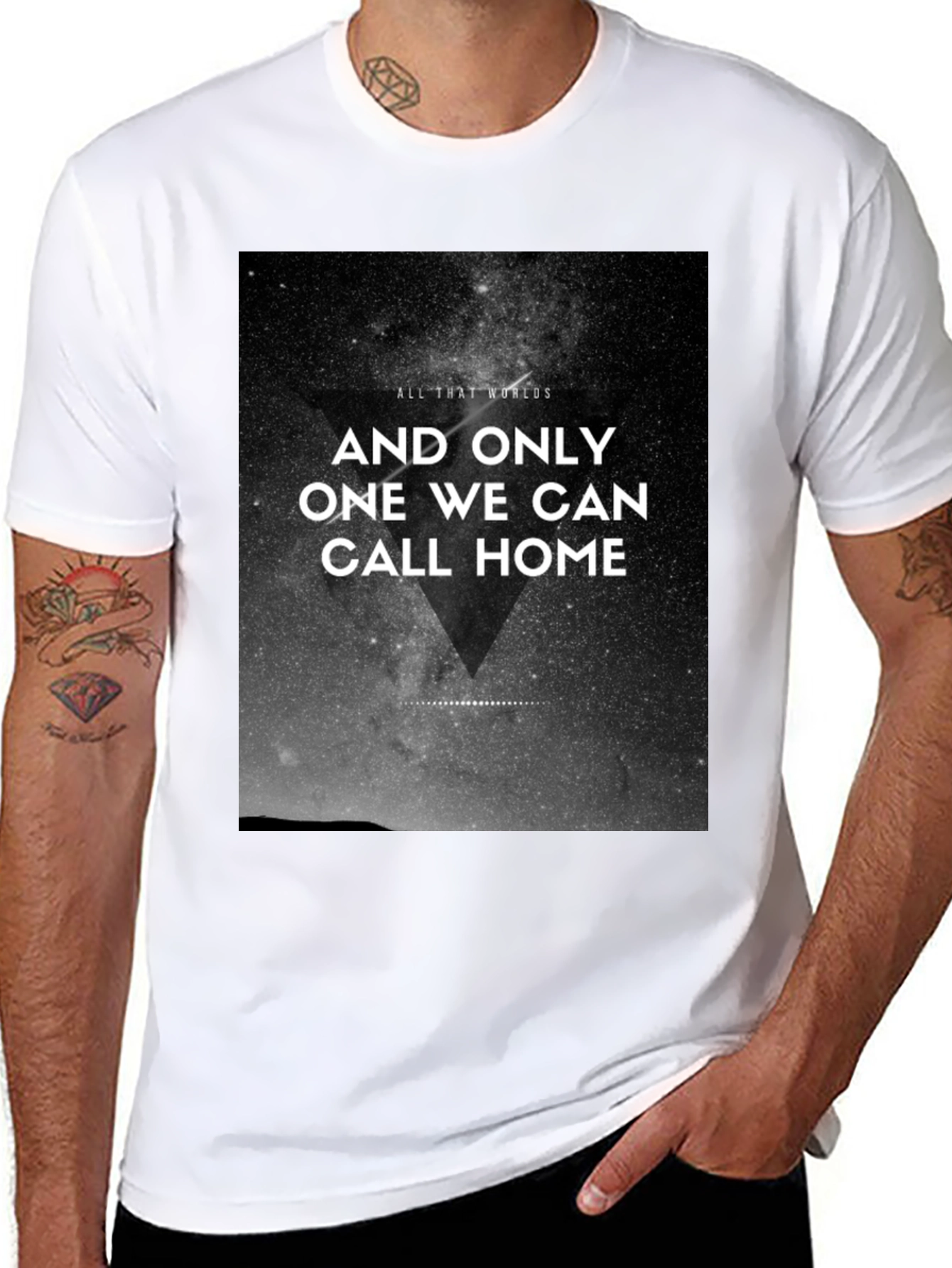 Cosmic Home Graphic Tee - Black Cotton T-Shirt