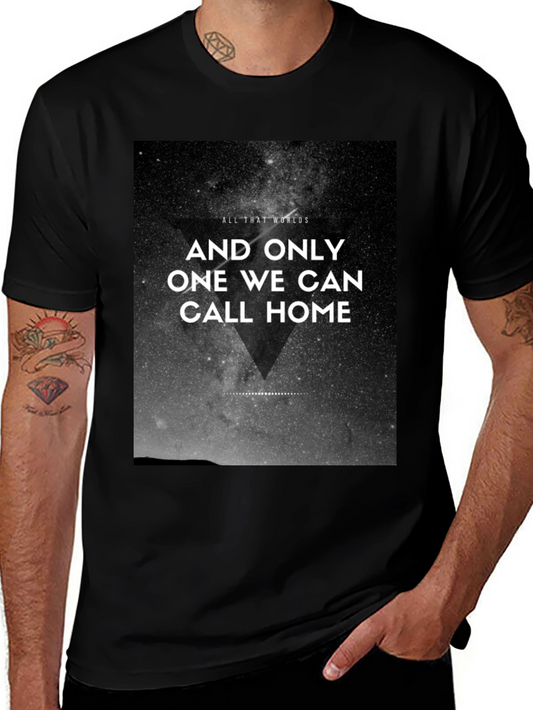 Cosmic Home Graphic Tee - Black Cotton T-Shirt
