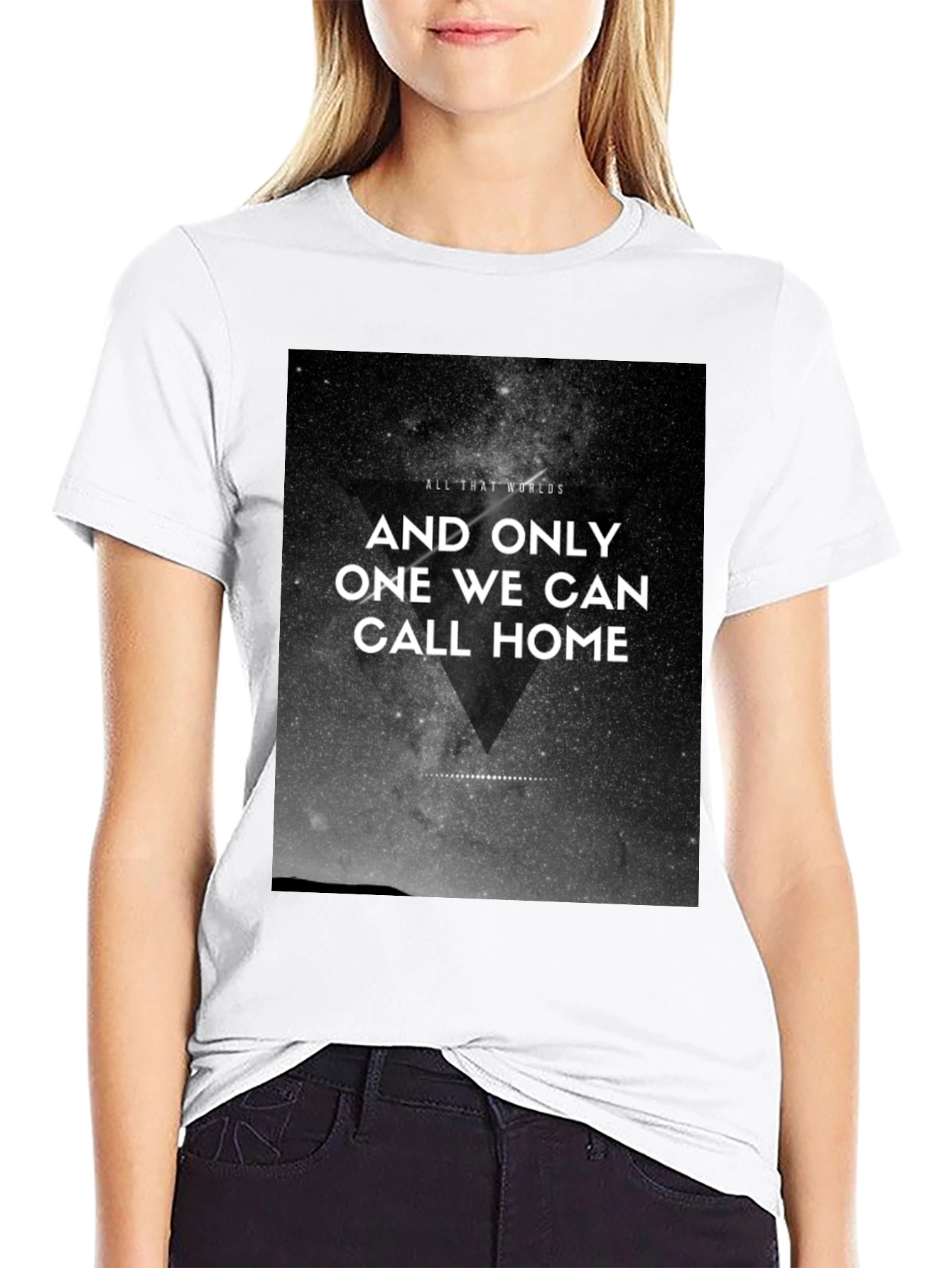 Cosmic Home Graphic Tee - Black Cotton T-Shirt