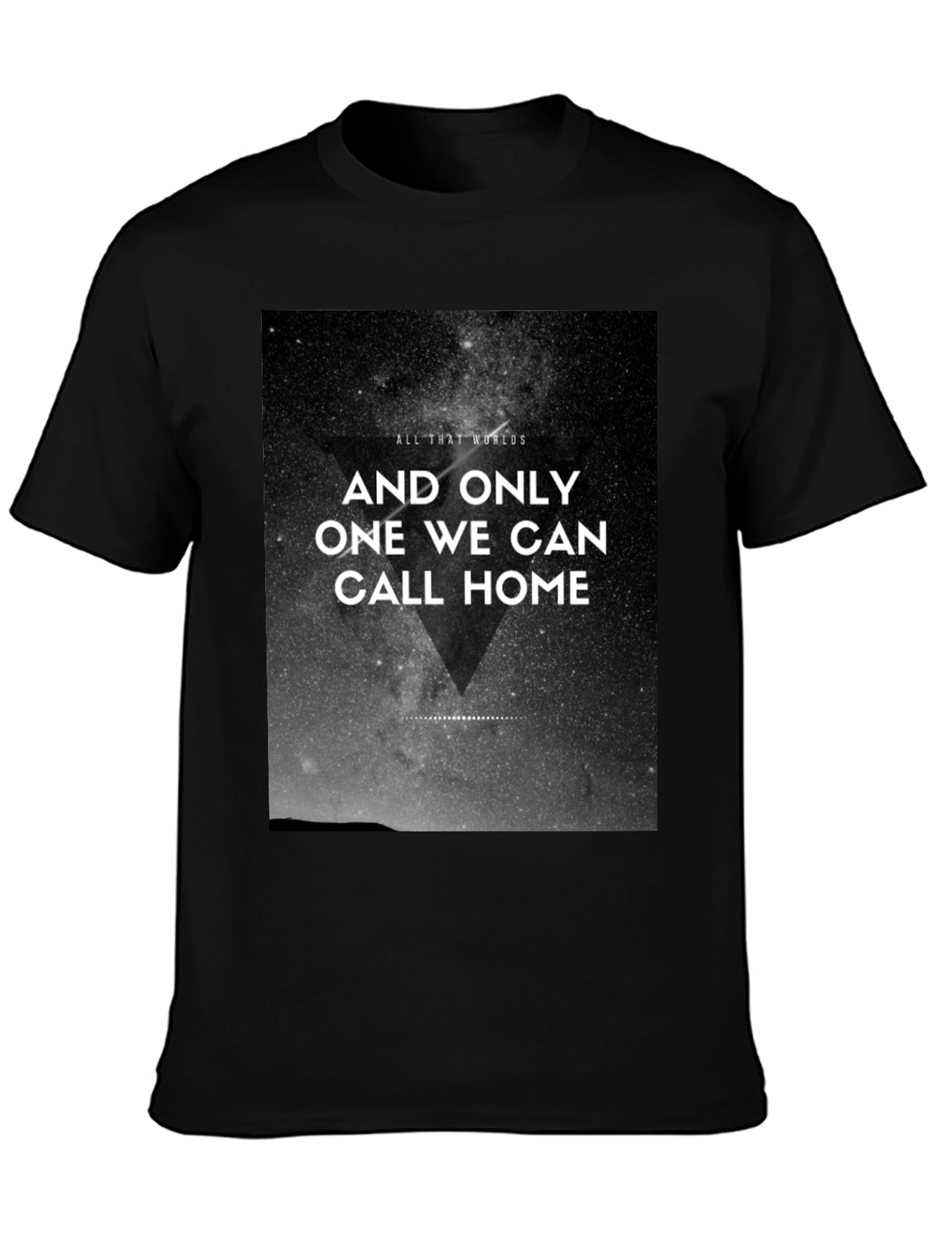 Cosmic Home Graphic Tee - Black Cotton T-Shirt