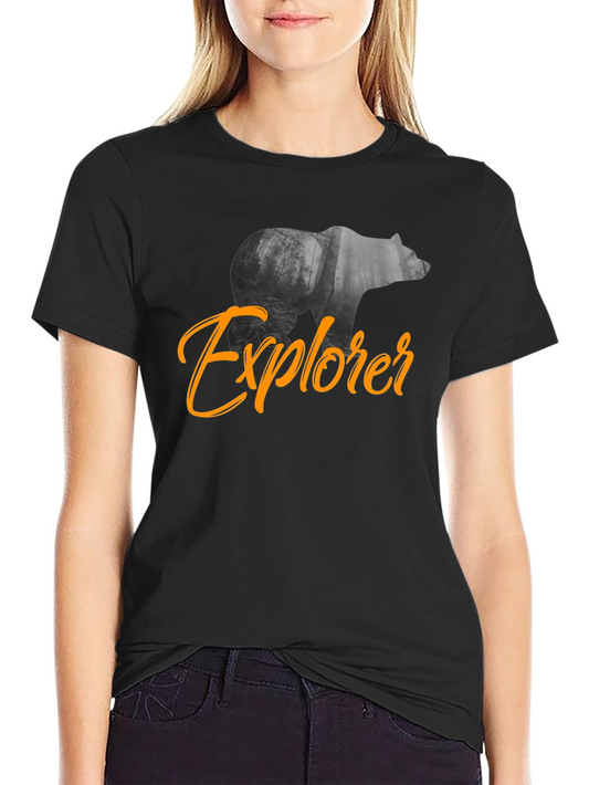 Explorer Bear Graphic Black T-Shirt