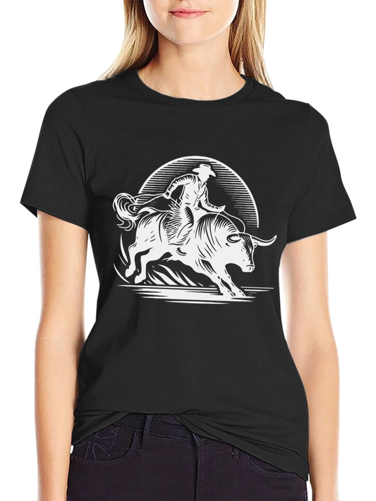 Cowboy Bull Riding Graphic Tee - Black