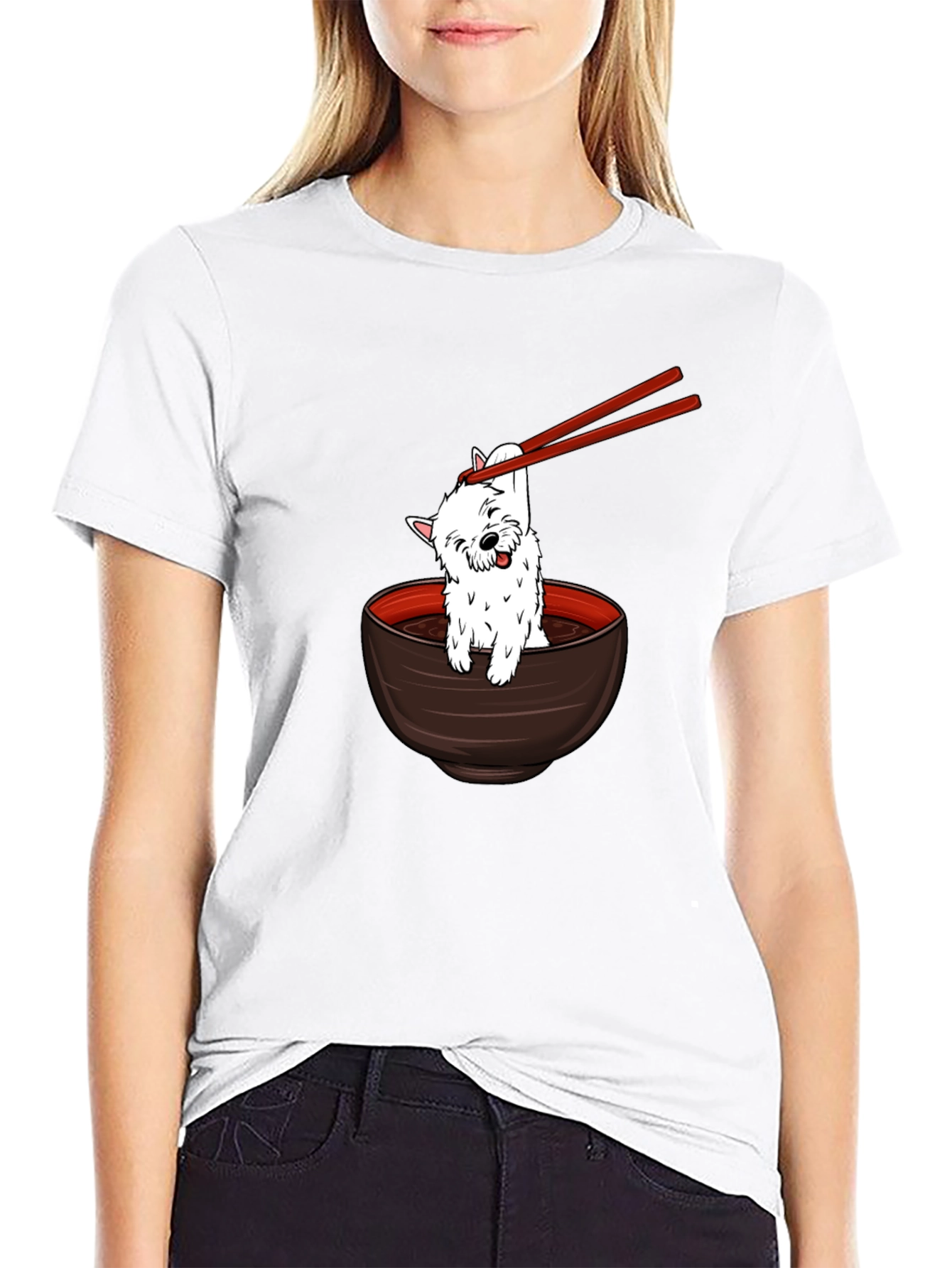 Cute Dog Ramen Bowl Graphic Tee