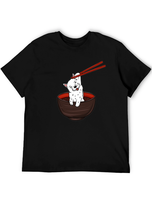 Cute Dog Ramen Bowl Graphic Tee