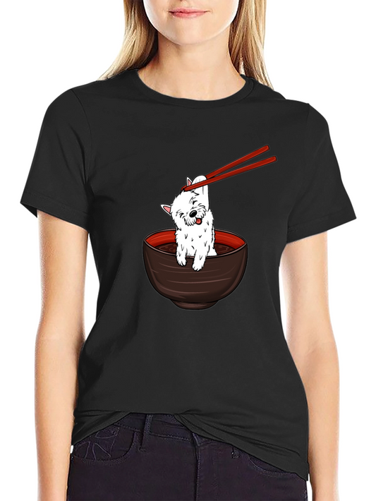 Cute Dog Ramen Bowl Graphic Tee