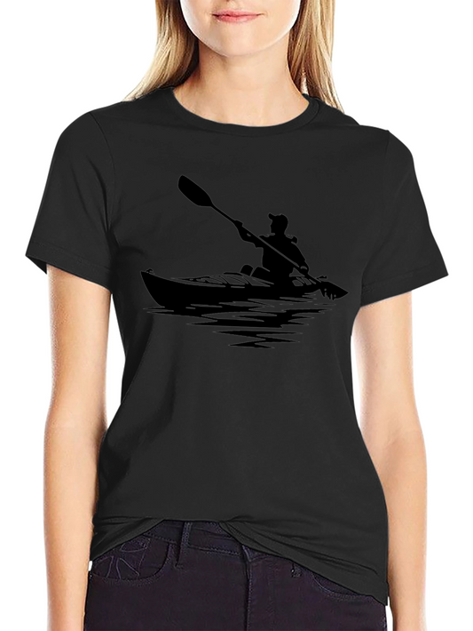 Kayaker Silhouette Black T-Shirt