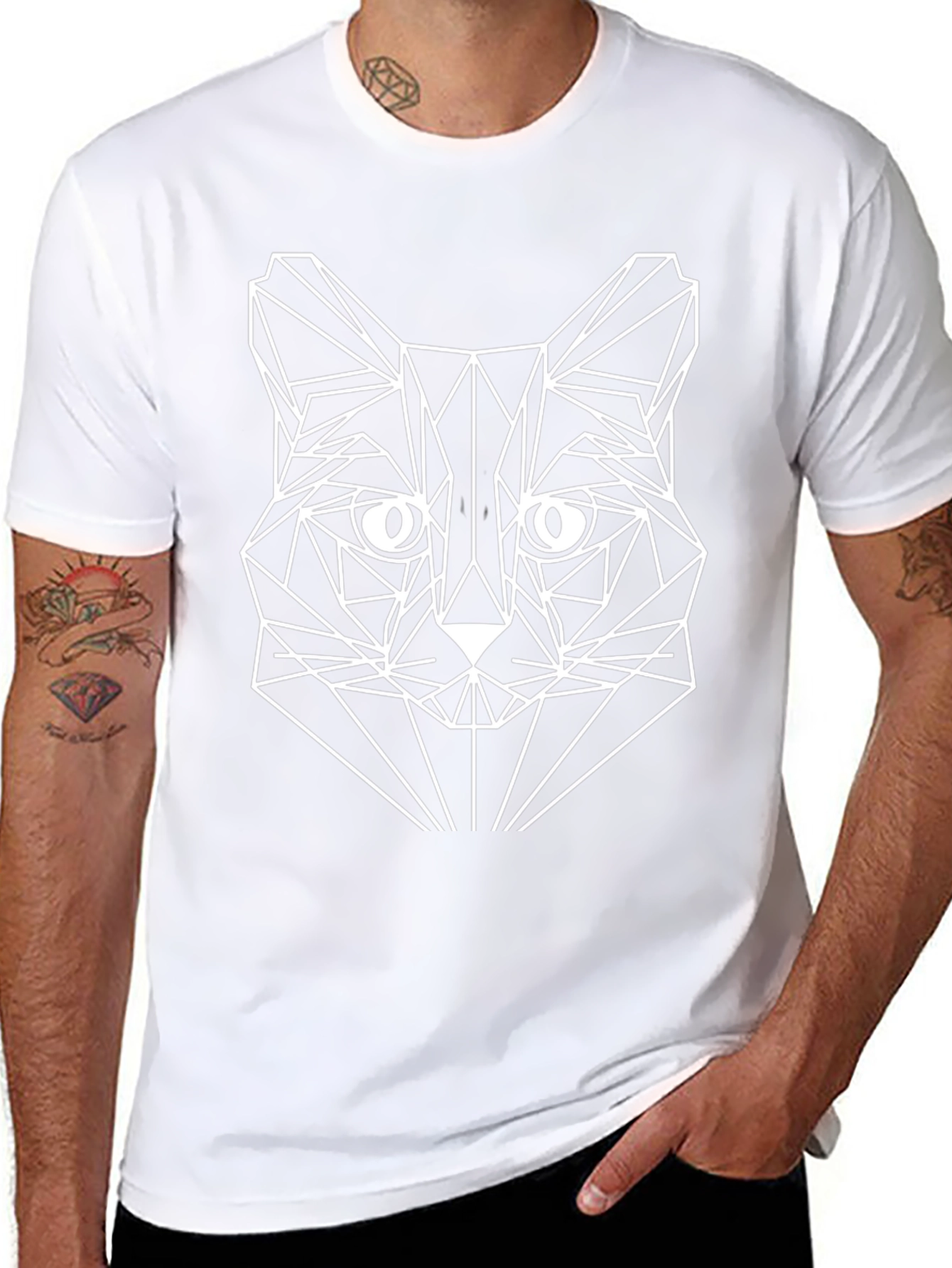 Geometric Cat T-Shirt - Modern Art Tee