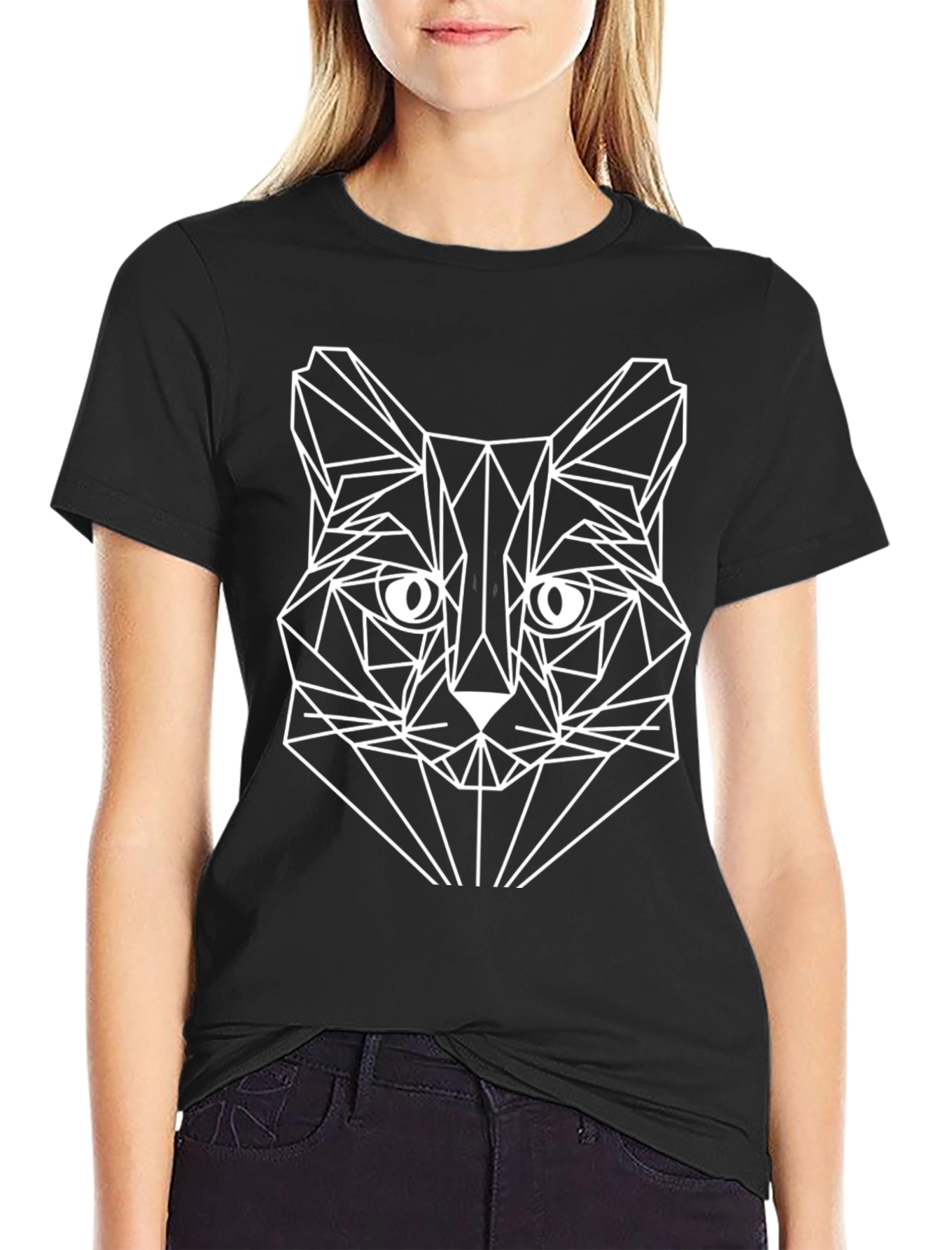 Geometric Cat T-Shirt - Modern Art Tee