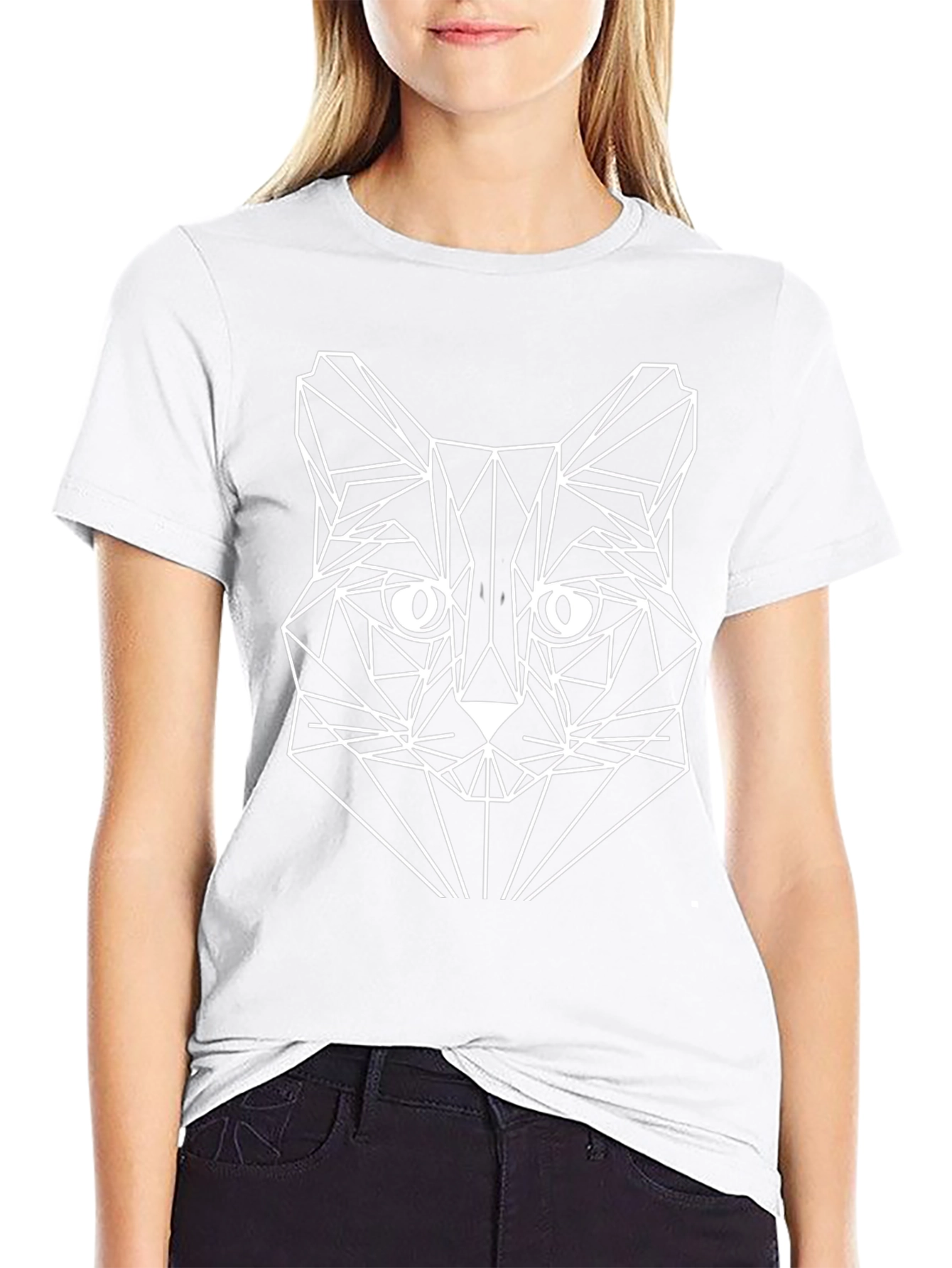 Geometric Cat T-Shirt - Modern Art Tee