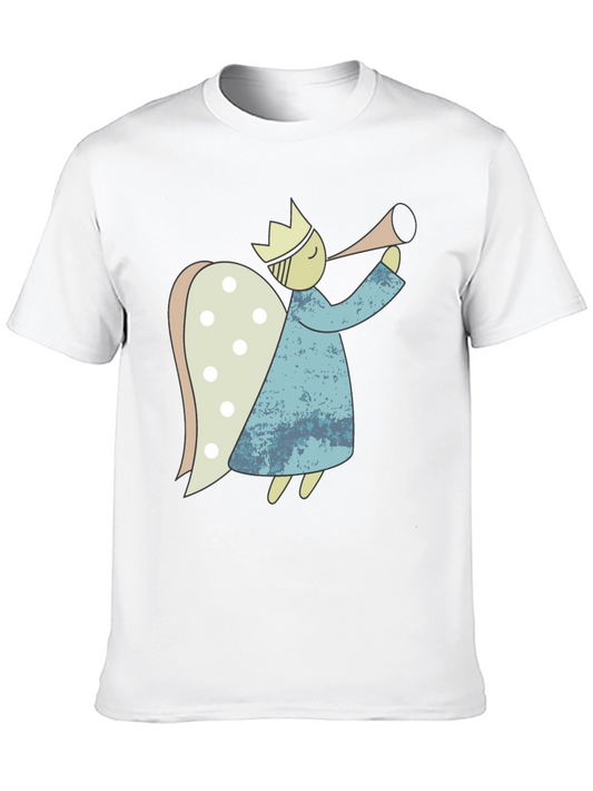 Angel Graphic Tee - Black Cotton Casual Shirt