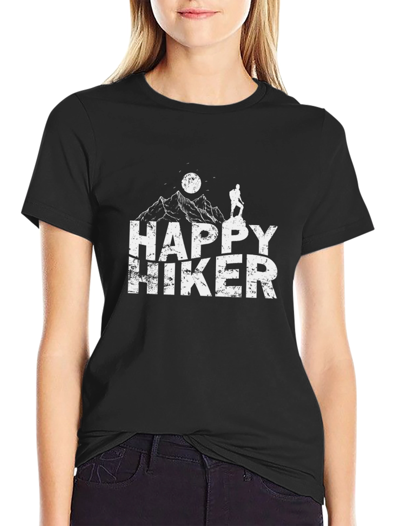 Happy Hiker Graphic T-Shirt - Black