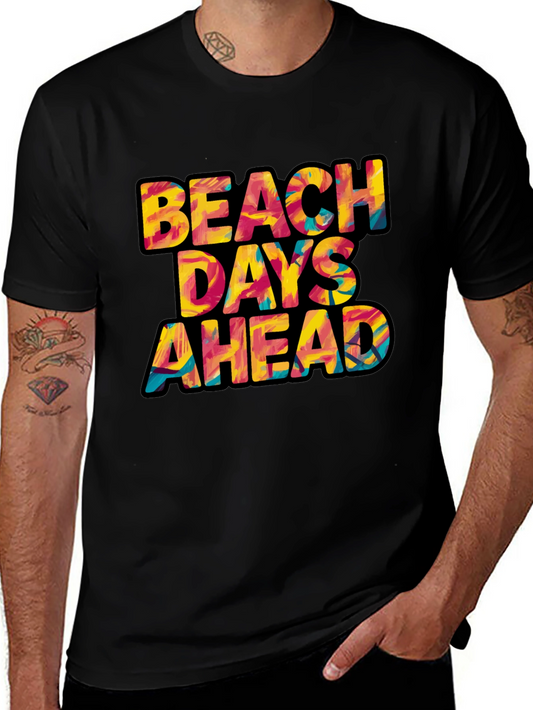Beach Days Ahead Graphic Tee - Black Cotton T-Shirt